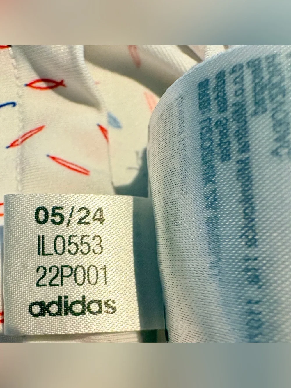 adidas Men’s White Polo with Red & Blue Micro Print